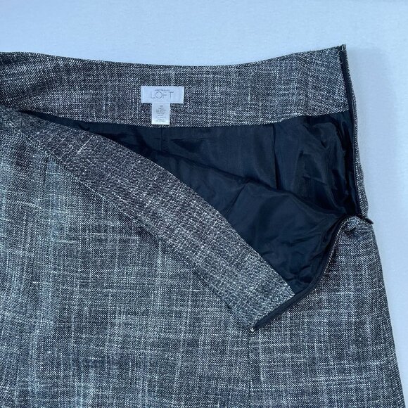 LOFT Lightweight Tweed Skirt Size 10 Fluted Hem Silk Blend Tweed Midi - Picture 4 of 10